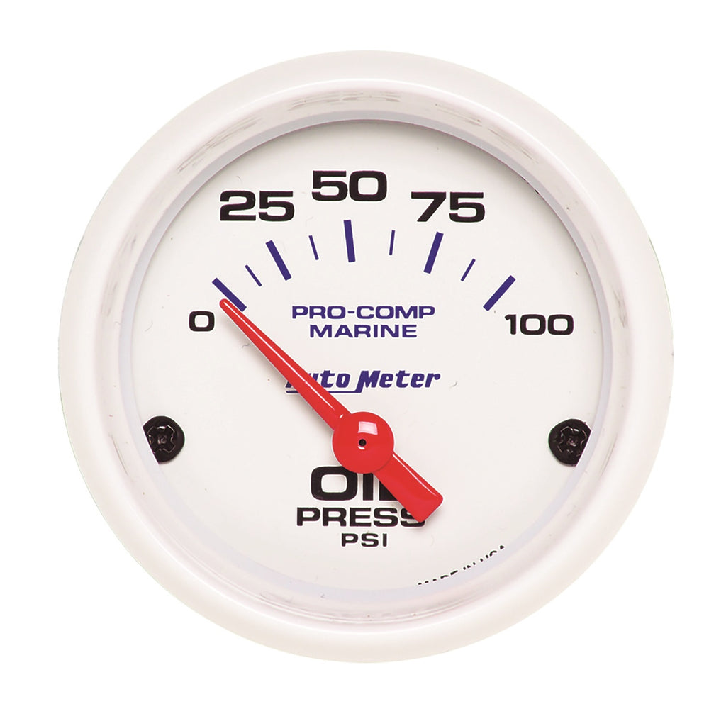 2-1/16 in. OIL PRESSURE 0-100 PSI MARINE WHITE