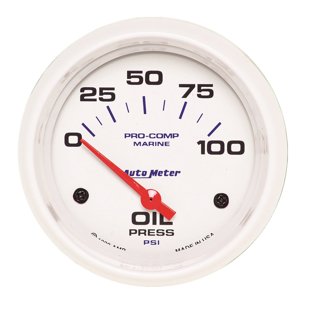 2-5/8 in. OIL PRESSURE 0-100 PSI MARINE WHITE