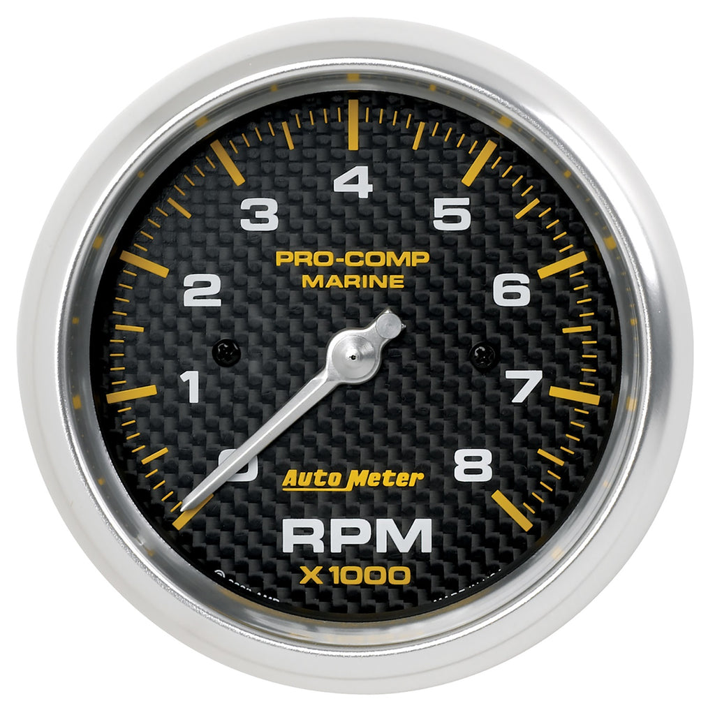 3-3/8 in. IN-DASH TACHOMETER 0-8000 RPM MARINE CARBON FIBER