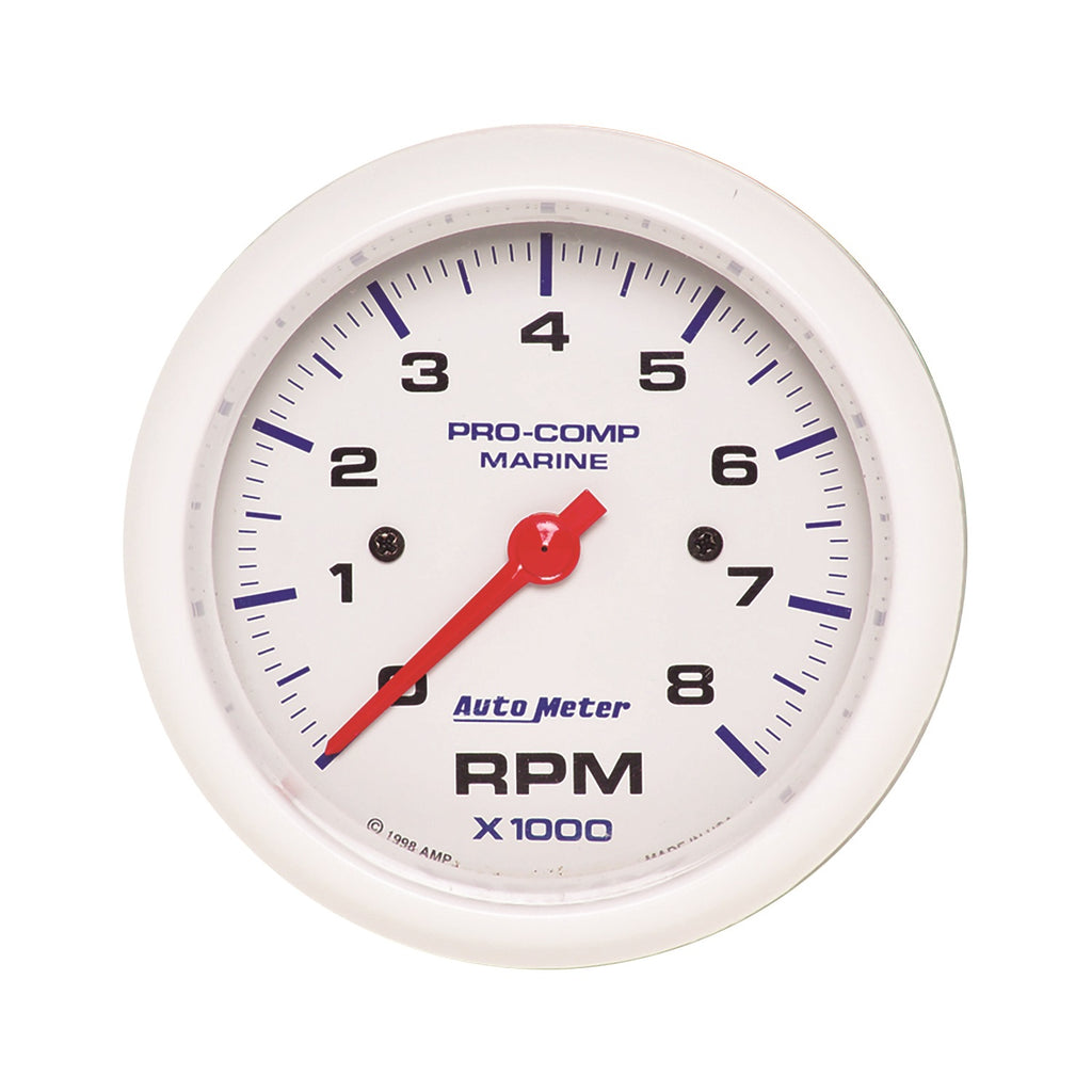 3-3/8 in. IN-DASH TACHOMETER 0-8000 RPM MARINE WHITE