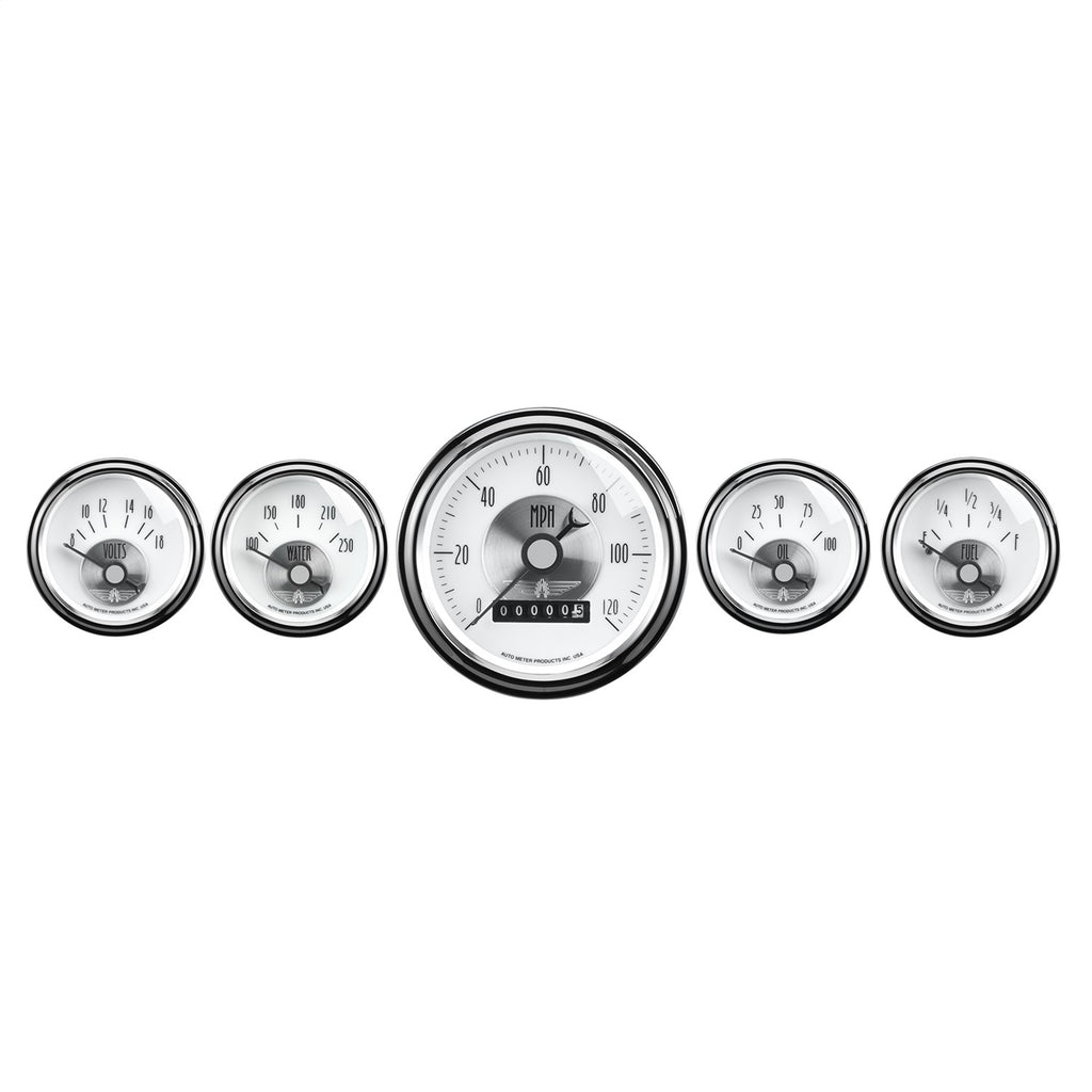 5 PC. GAUGE KIT 3-3/8 in. & 2-1/16 in.  ELEC. SPEEDO W/ WHEEL ODO PRESTIGE PEARL