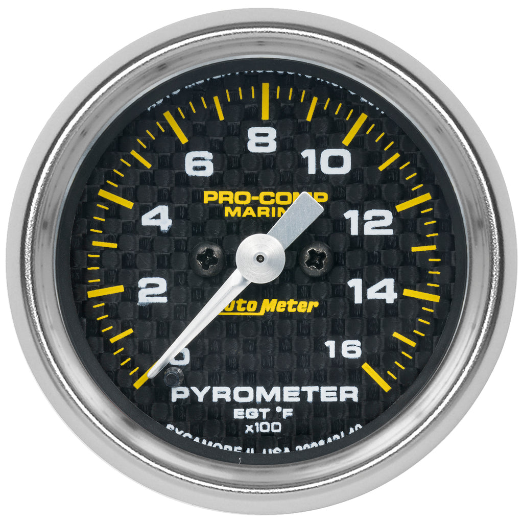 2-1/16 in. PYROMETER 0-1600 Fahrenheit MARINE CARBON FIBER