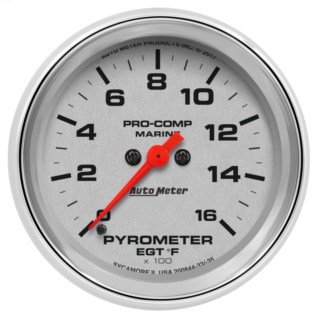 2-5/8 in. PYROMETER 0-1600 Fahrenheit MARINE CHROME ULTRA-LITE