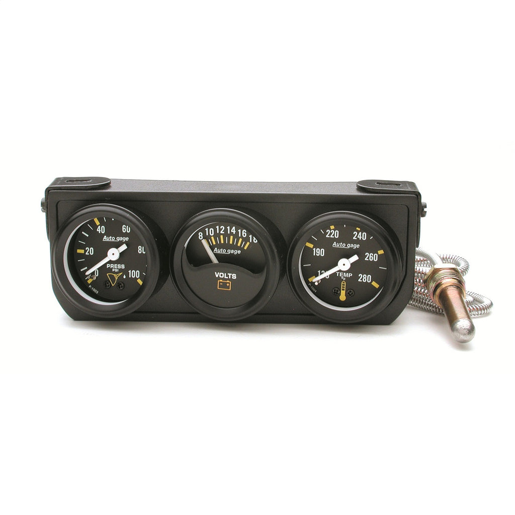 GAUGE CONSOLE OILP/WTMP/VOLT 1.5 in.  100 PSI/280 Fahrenheit/18V MECH BLK DIAL BLK BZL AG