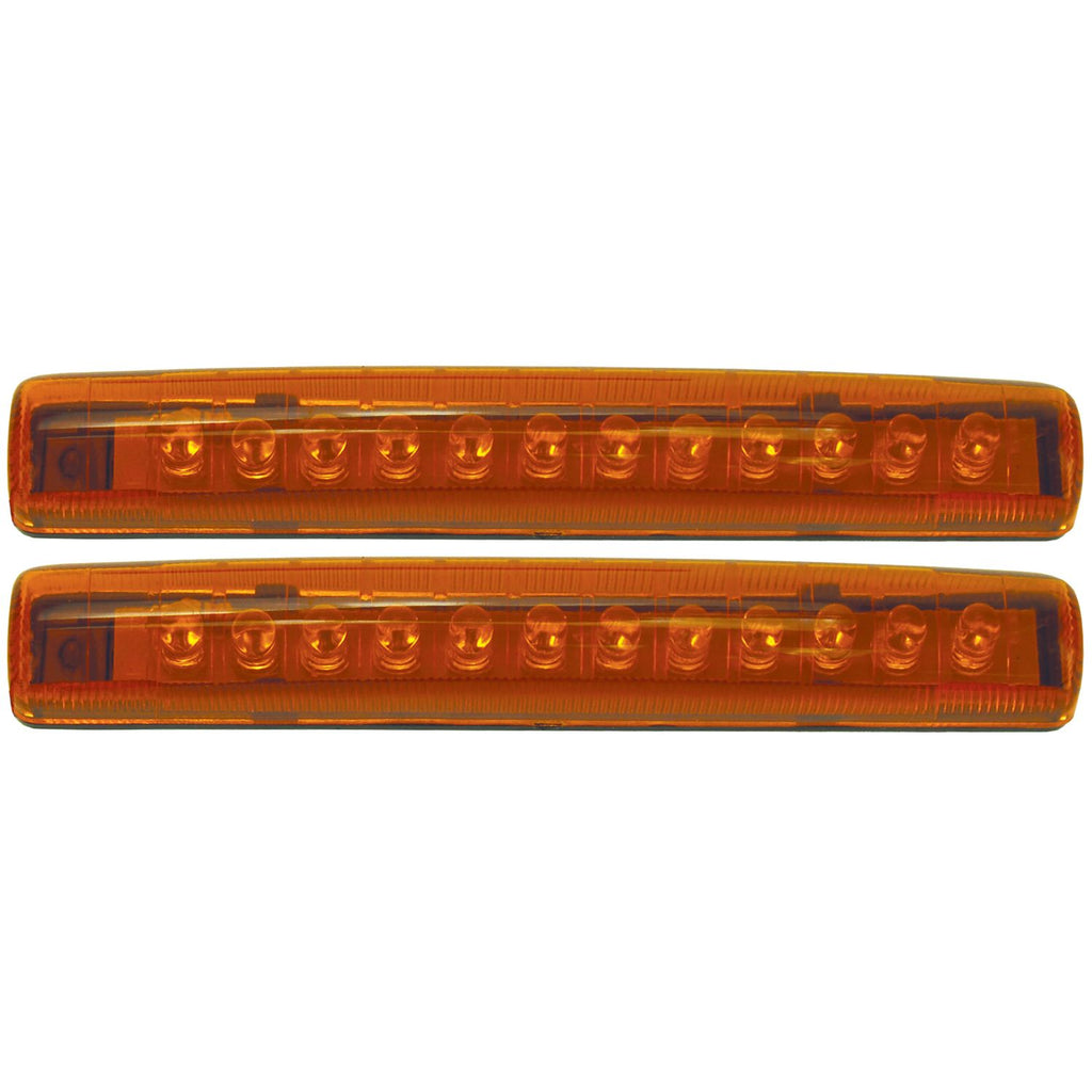 12 Diode Single Row LED Light Amber, Pair