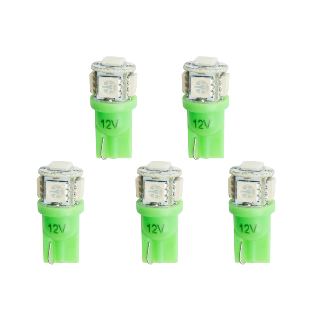 LED BULB REPLACEMENT T3 WEDGE GREEN 5 PACK