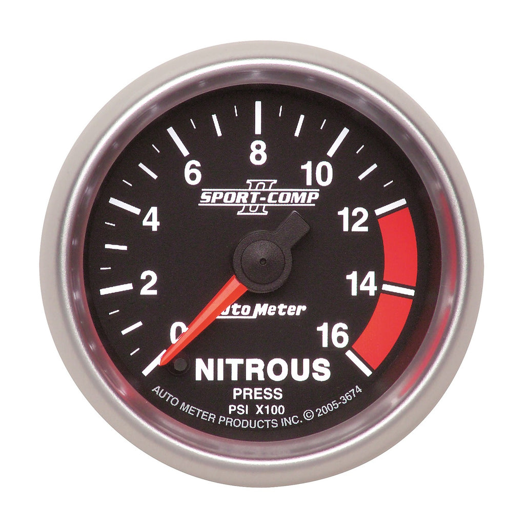 2-1/16in NITROUS PRESSURE 0-1600 PSI SPORT-COMP II