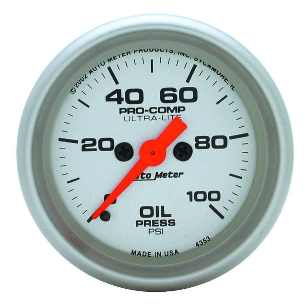 2-1/16in OIL PRESSURE 0-100 PSI ULTRA-LITE