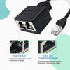 Ethernet Splitter, 1 Male to 2 Female Network Adapter RJ45 LAN Ethernet Socket Connector Adapter Suitable Super Cat5/Cat5E/Cat6 LAN Ethernet Cable Splitter