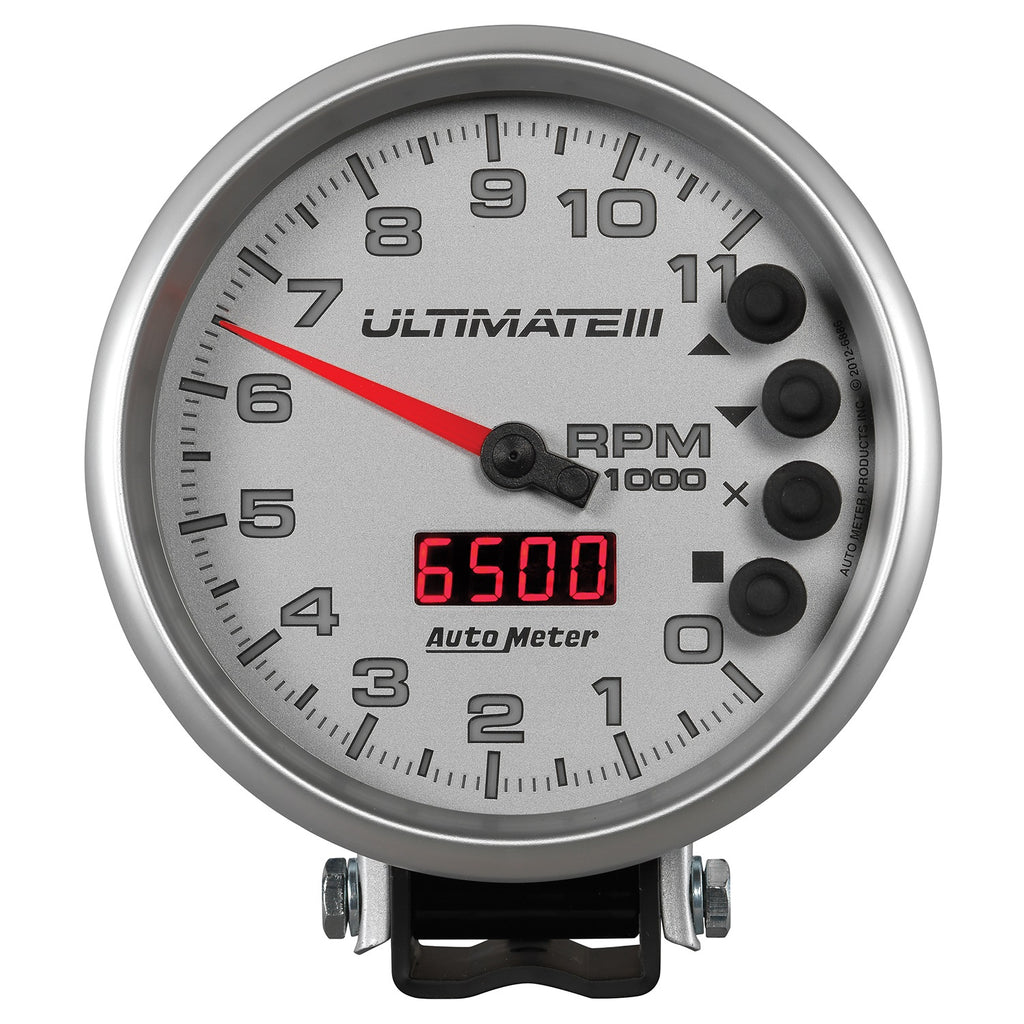 5 in. TACHOMETER 0-11000 RPM PEDESTAL ULTIMATE III PLAYBACK SILVER