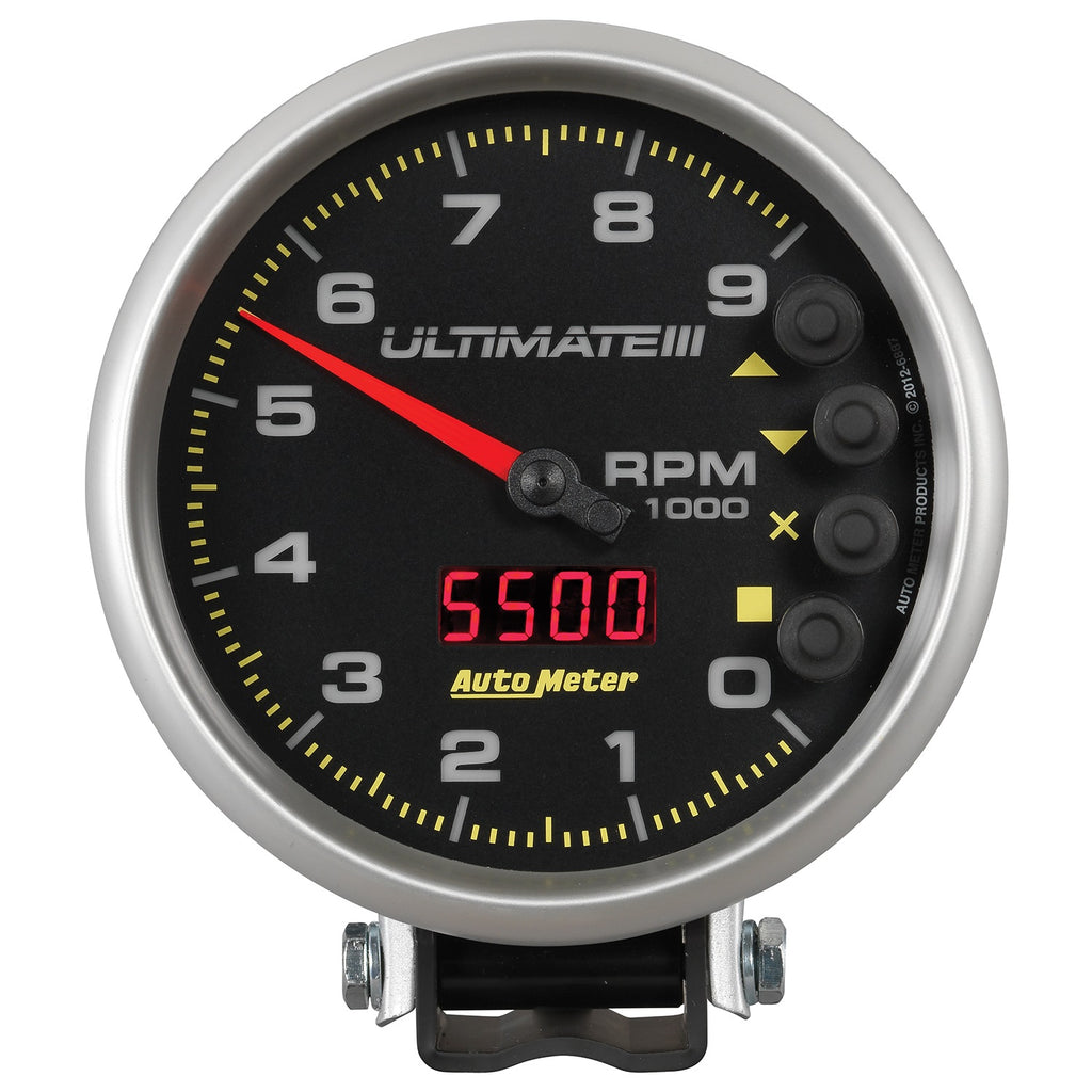 5 in. TACHOMETER 0-9000 RPM PEDESTAL ULTIMATE III PLAYBACK BLACK