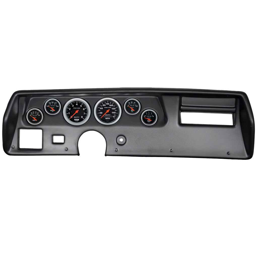 6 GAUGE DIRECT-FIT DASH KIT CHEVELLESS/ELCAMINO/MONTE 70-72 SPORT-COMP