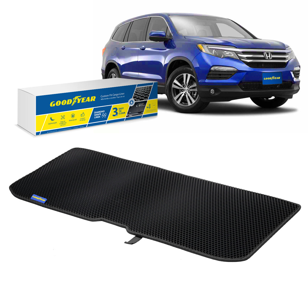 Goodyear Custom Fit Cargo Mat Liner for Honda Pilot 2016-2021 - Heavy Duty Trunk Liner Dimond Shape Luggage with Waterproof Liquid & Dirt Trapping Technology - Anti-Slip Cargo Liner- GY004501