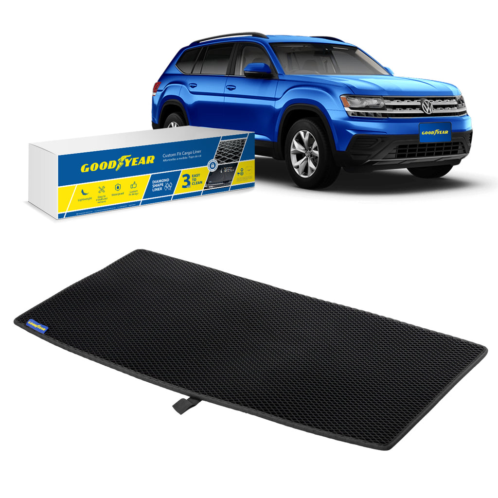 Goodyear Custom Fit Cargo Mat Liner for Volkswagen Atlas 2018-2021 - Heavy Duty Trunk Liner Dimond Shape Luggage with Waterproof Liquid & Dirt Trapping Technology - Anti-Slip Cargo Liner - GY004504