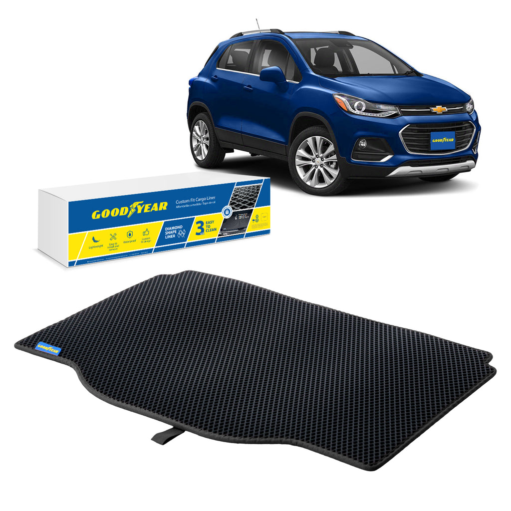 Goodyear Custom Fit Cargo Mat Liner for Chevrolet (Chevy) Trax 2014-2021/Buick Encore 2013-2019 - Heavy Duty Trunk Liner Dimond Shape Liquid Trapping Technology - Anti-Slip Cargo Liner - GY004507