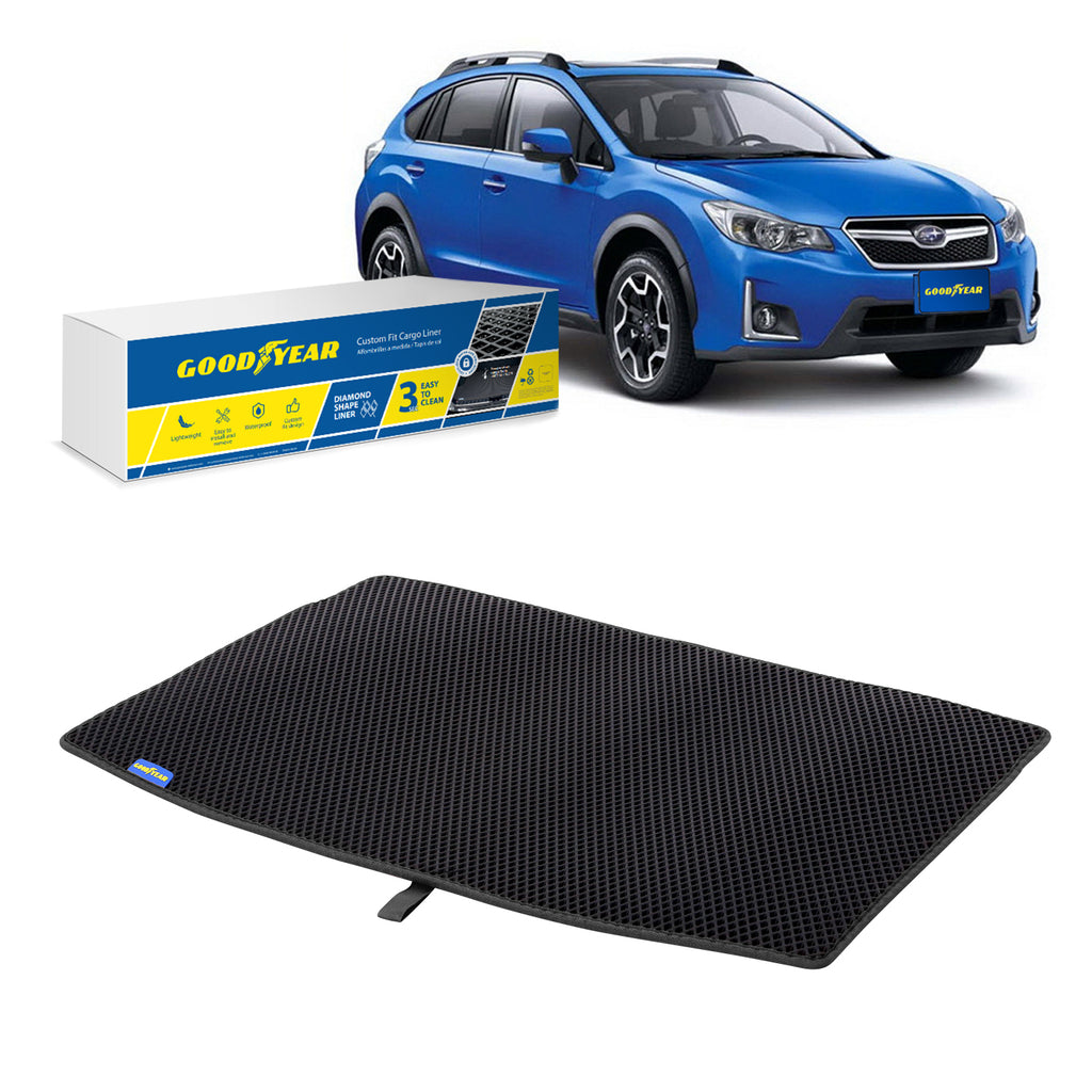 Goodyear Custom Fit Cargo Mat Liner for Subaru Crosstrek 2018-2021 - Heavy Duty Trunk Liner Dimond Shape Luggage with Waterproof Liquid & Dirt Trapping Technology - Anti-Slip Cargo Liner - GY004513