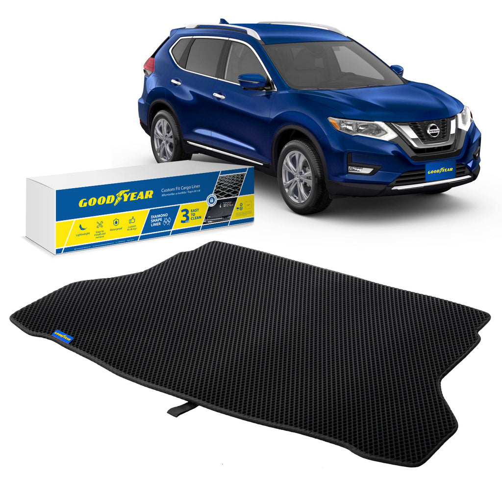 Goodyear Custom Fit Cargo Mat Liner for Nissan Rogue 2014-2020 - Heavy Duty Trunk Liner Dimond Shape Luggage with Waterproof Liquid & Dirt Trapping Technology - Anti-Slip Cargo Liner-GY004521