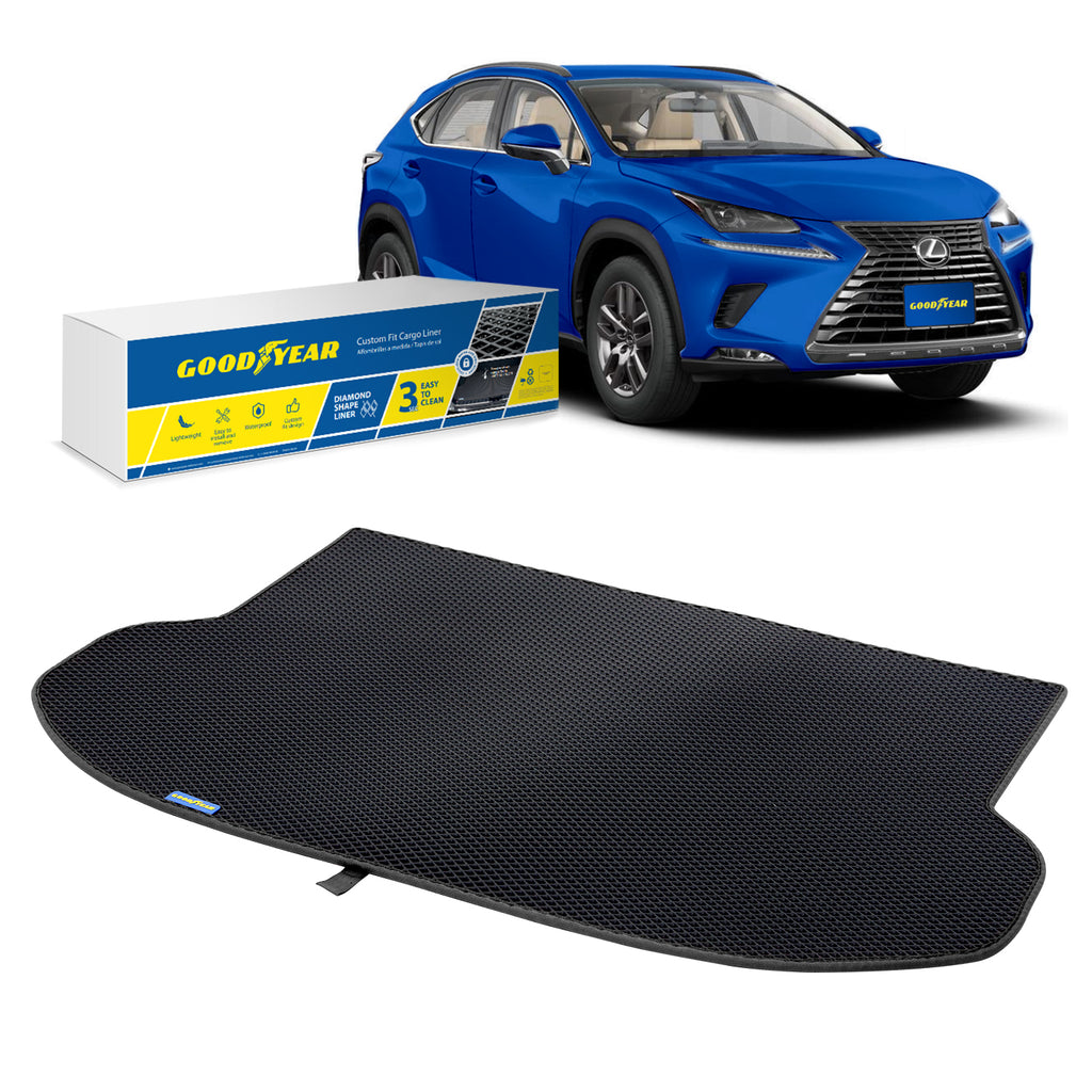 Goodyear Custom Fit Cargo Mat Liner for Lexus NX 2015-2021 - Heavy Duty Trunk Liner Dimond ShapeLuggage with WaterproofLiquid & Dirt Trapping Technology - Anti-Slip Cargo Liner - GY004523