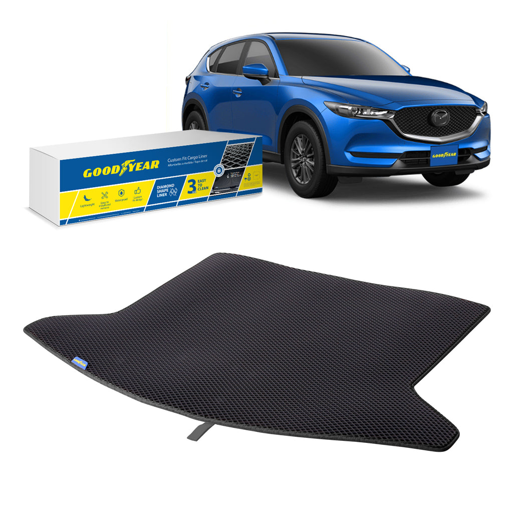 Goodyear Custom Fit Cargo Mat Liner for Mazda CX-5 2017-2021 - Heavy Duty Trunk Liner Dimond Shape Luggage with Waterproof Liquid & Dirt Trapping Technology - Anti-Slip Cargo Liner - GY004527