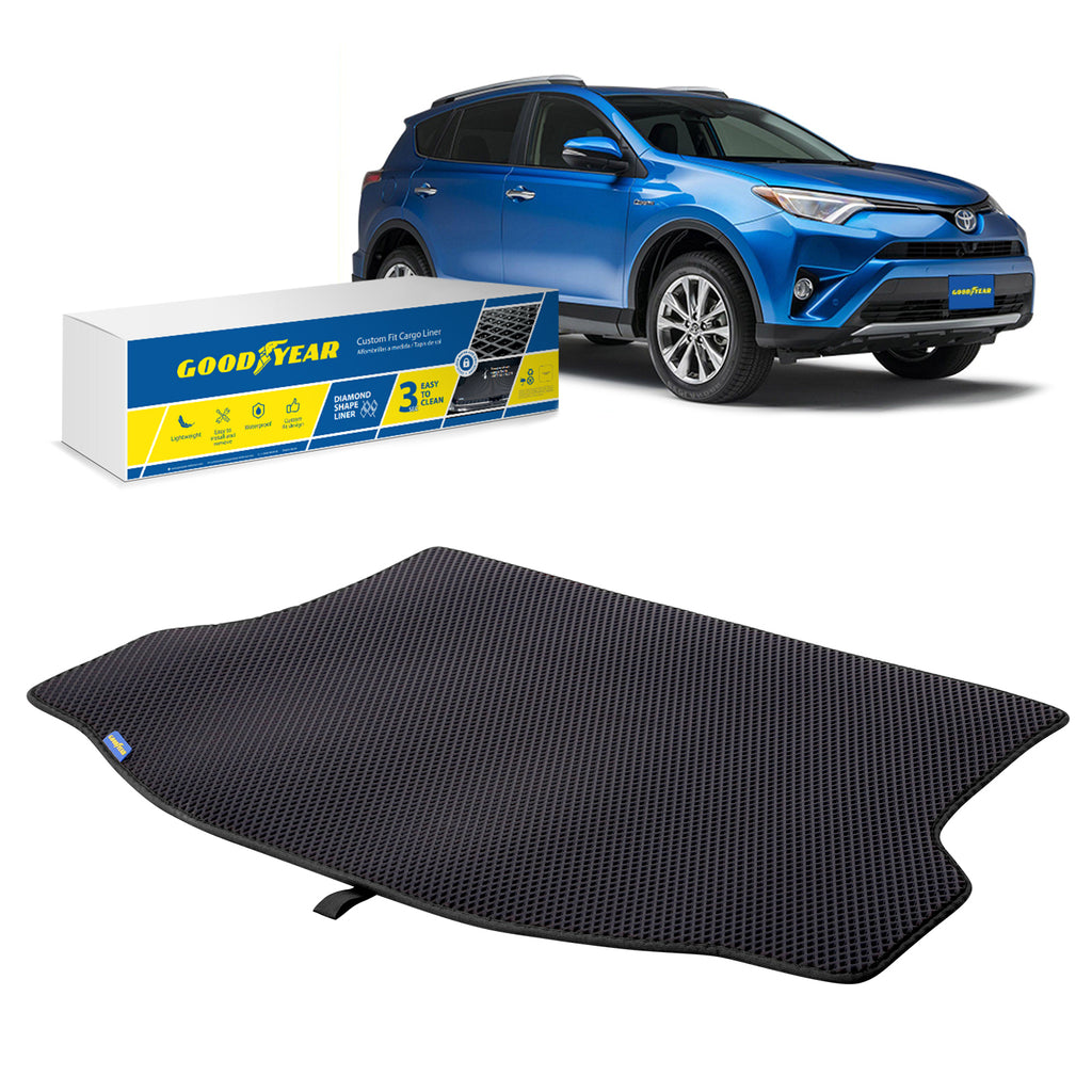 Goodyear Custom Fit Cargo Mat Liner for Toyota RAV4 2013-2018 - Heavy Duty Trunk Liner Dimond Shape Luggage with Waterproof Liquid & Dirt Trapping Technology - Anti-Slip Cargo Liner-GY004528