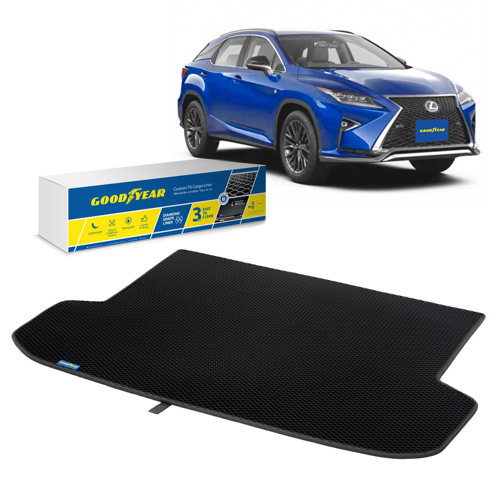 Goodyear Custom Fit Cargo Mat Liner for Lexus RX 2016-2021 - Heavy Duty Trunk Liner Dimond Shape Luggage with Waterproof Liquid & Dirt Trapping Technology - Anti-Slip Cargo Liner- GY004529