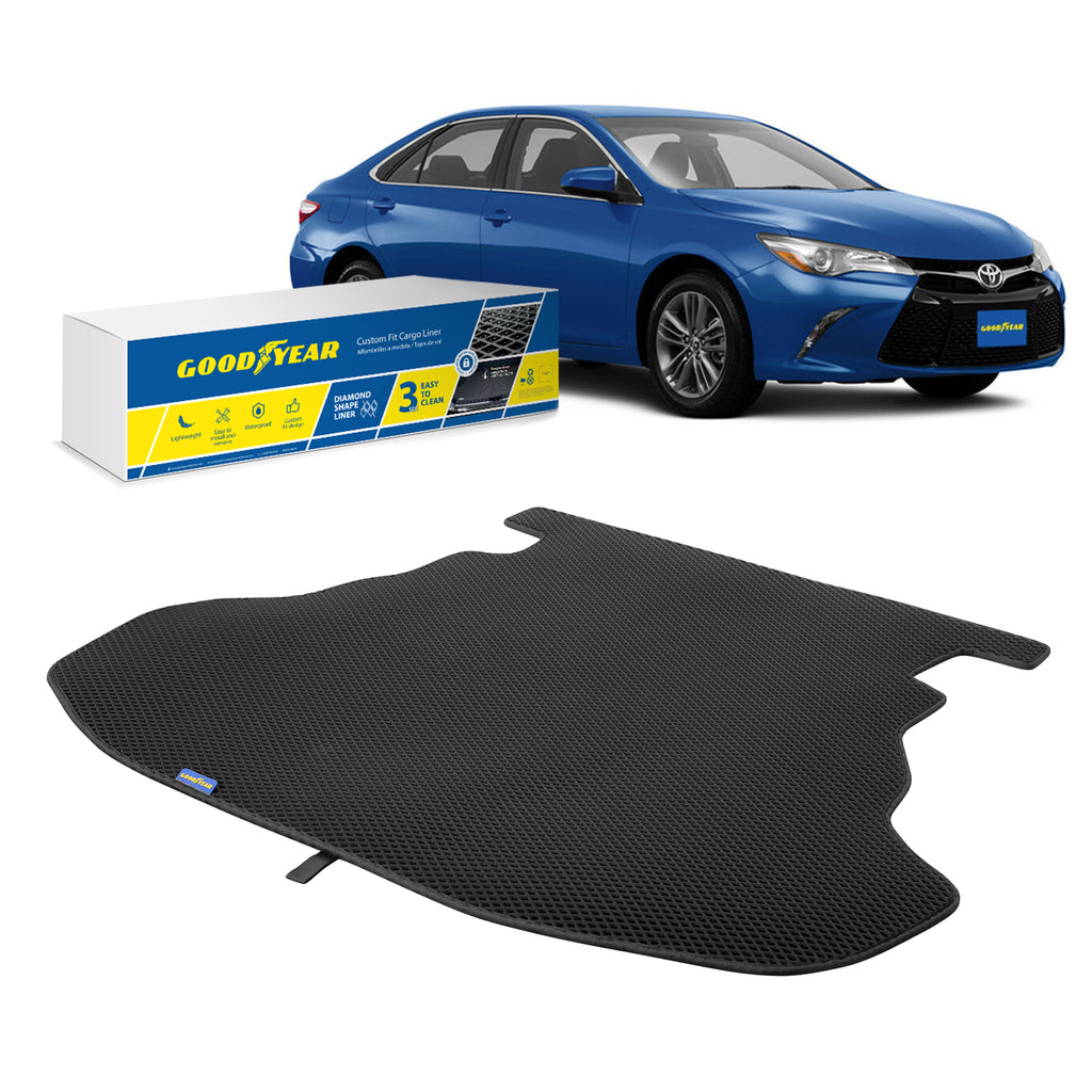 Goodyear Custom Fit Cargo Mat Liner for Toyota Camry 2015-2017 - Heavy Duty Trunk Liner Dimond Shape Luggage with Waterproof Liquid & Dirt Trapping Technology - Anti-Slip Cargo Liner - GY004538