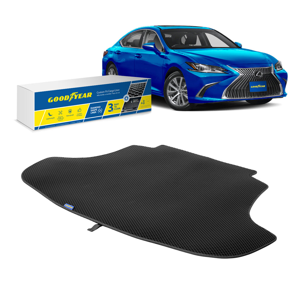 Goodyear Custom Fit Cargo Mat Liner for Lexus ES 2019-2021 - Heavy Duty Trunk Liner Dimond Shape Luggage with Waterproof Liquid & Dirt Trapping Technology - Anti-Slip Cargo Liner - GY004543