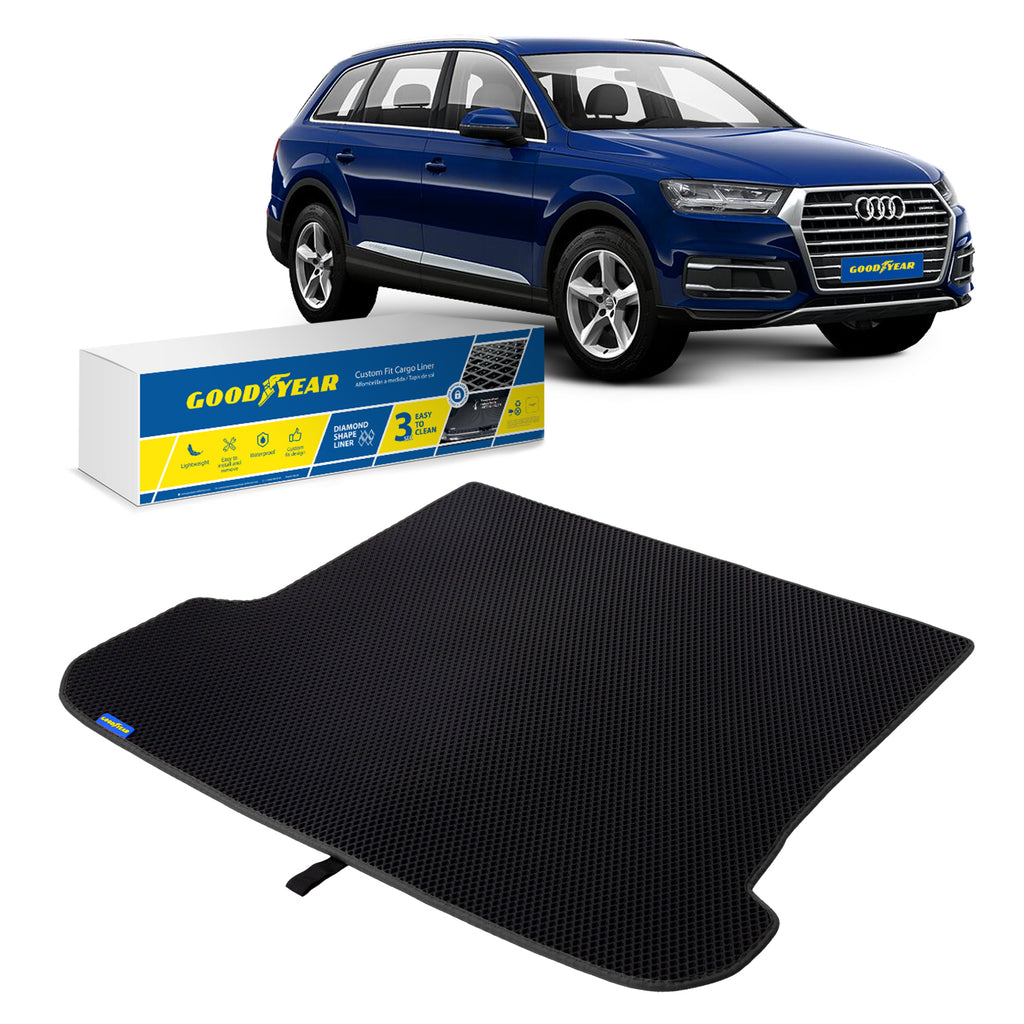 Goodyear Custom Fit Cargo Mat Liner for Audi Q7 2017-2020 - Heavy Duty Trunk Liner Dimond Shape Luggage with Waterproof Liquid & Dirt Trapping Technology - Anti-Slip Cargo Liner-GY004546