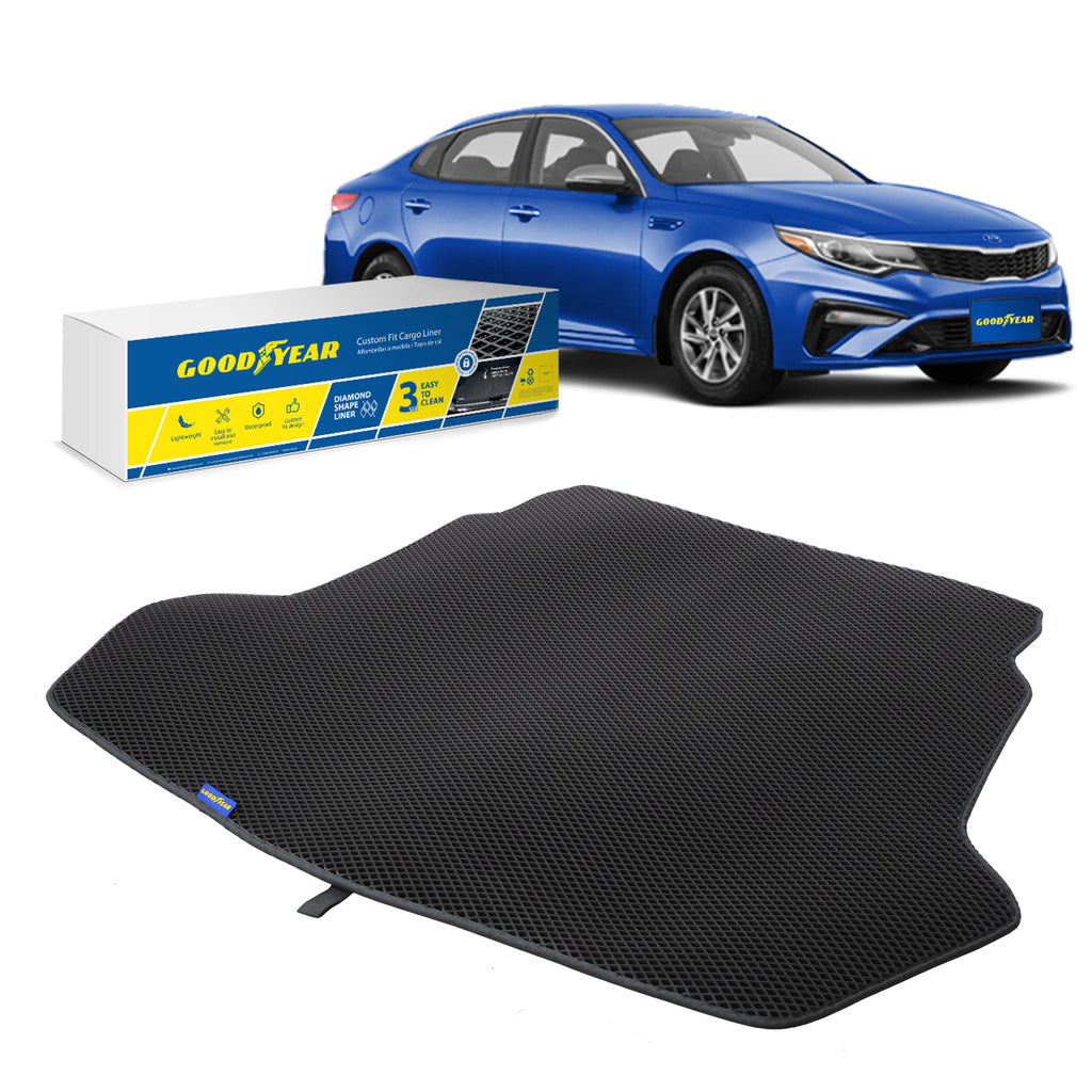 Goodyear Custom Fit Cargo Mat Liner for Kia Optima 2016-2020 - Heavy Duty Trunk Liner Dimond ShapeLuggage with WaterproofLiquid & Dirt Trapping Technology - Anti-Slip Cargo Liner - GY004548