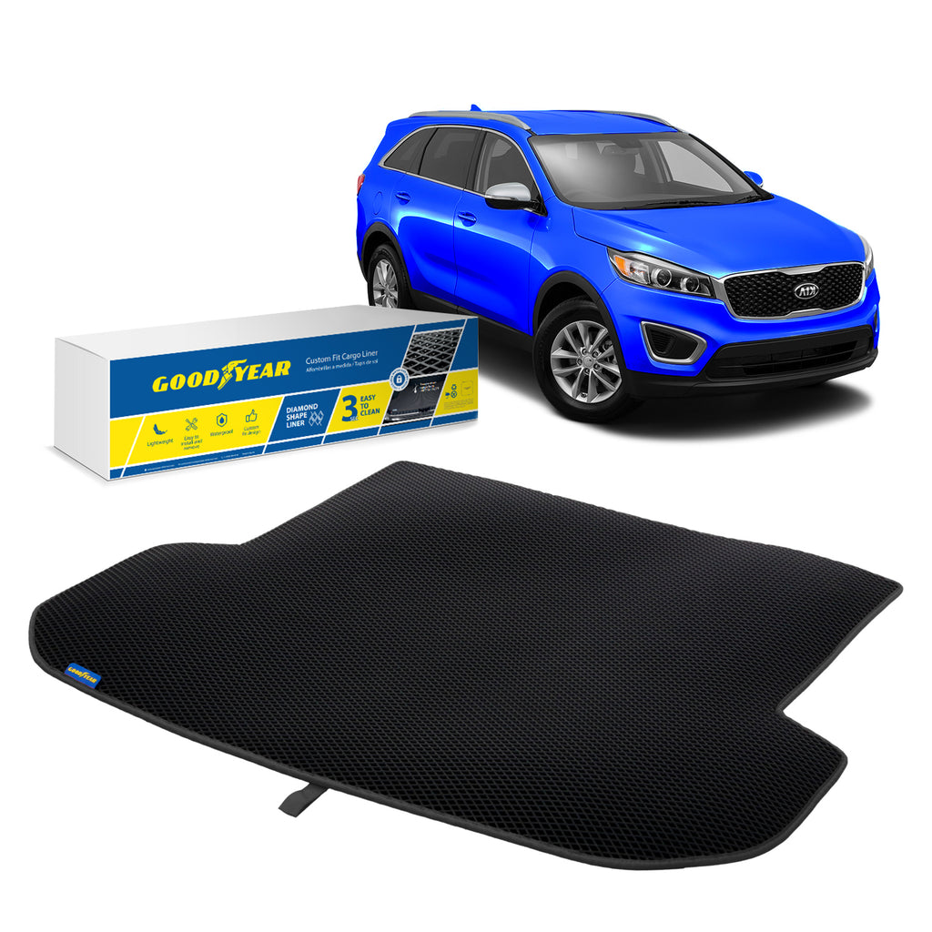 Goodyear Custom Fit Cargo Mat Liner for Kia Sorento 2016-2020 - Heavy Duty Trunk Liner Dimond Shape Luggage with Waterproof Liquid & Dirt Trapping Technology - Anti-Slip Cargo Liner- GY004549