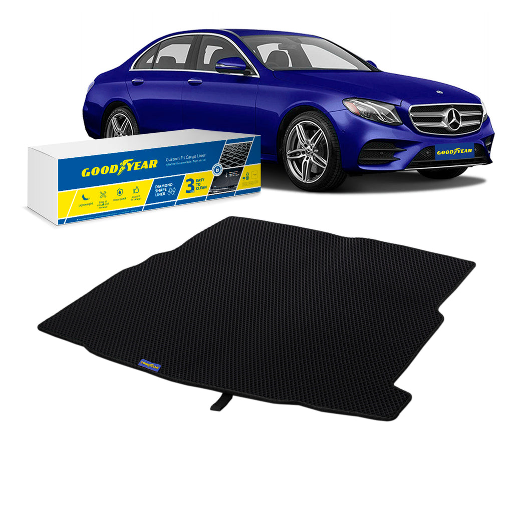 Goodyear Custom Fit Cargo Mat Liner for Mercedes E-Class 2017-2021 Sedan - Heavy Duty Trunk Liner Diamond ShapeLuggage with WaterproofLiquid Trapping Technology - Anti-Slip Cargo Liner - GY004550