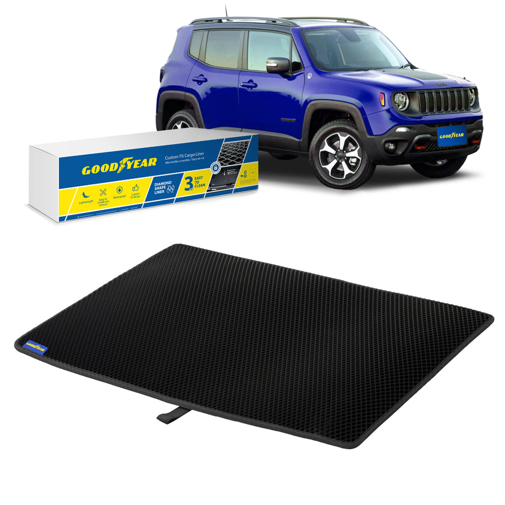 Goodyear Custom Fit Cargo Mat Liner for Jeep Renegade 2015-2021 - Heavy Duty Trunk Liner Dimond ShapeLuggage with WaterproofLiquid & Dirt Trapping Technology - Anti-Slip Cargo Liner - GY004576