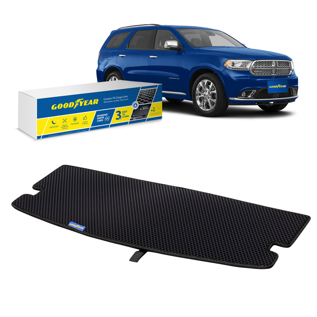 Goodyear Custom Fit Cargo Mat Liner for Dodge Durango 2011-2020 - Heavy Duty Trunk Liner Dimond Shape Luggage with Waterproof Liquid & Dirt Trapping Technology - Anti-Slip Cargo Liner - GY004594