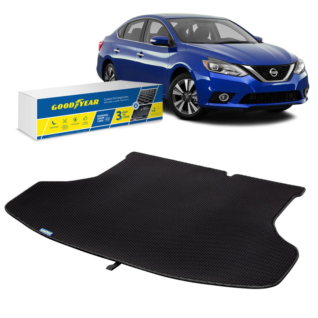 Goodyear Custom Fit Cargo Mat Liner for Nissan Sentra 2013-2019 - Heavy Duty Trunk Liner Dimond ShapeLuggage with WaterproofLiquid Trapping Technology - Anti-Slip Cargo Liner - GY004600