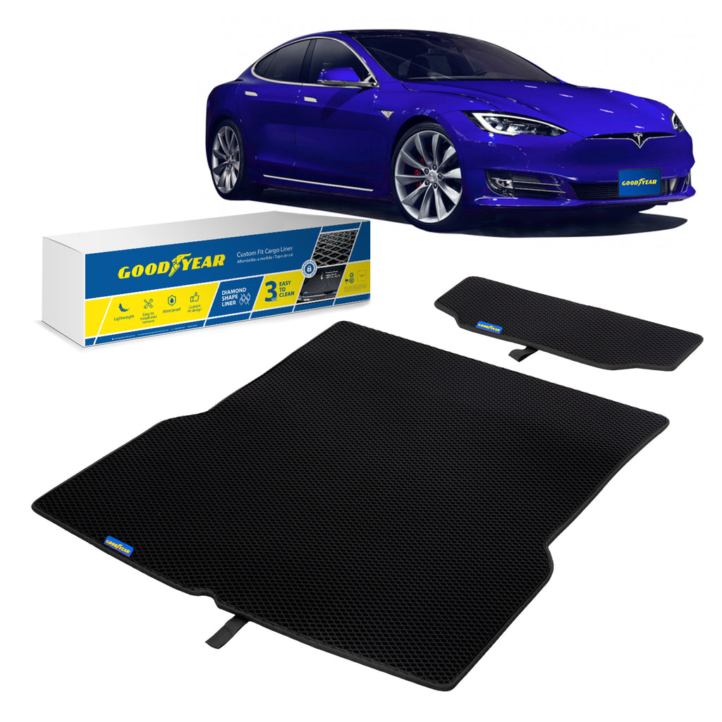 Goodyear Custom Fit Cargo Mat Liner for Tesla Model S 2016-2020 - Heavy Duty Trunk Liner Dimond Shape Luggage with Waterproof Liquid & Dirt Trapping Technology - Anti-Slip Cargo Liner - GY004603