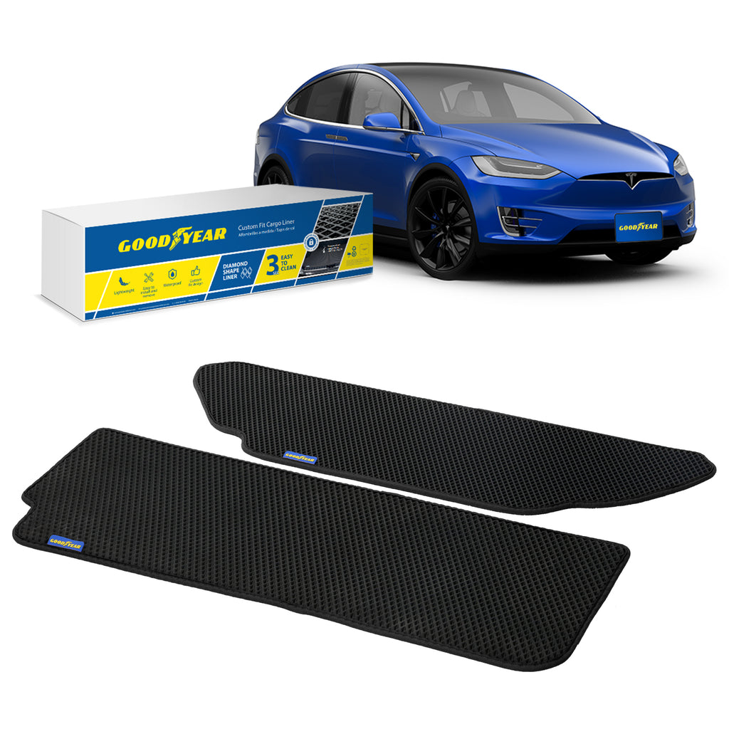 Goodyear Custom Fit Cargo Mat Liner for Tesla Model X 2016-2020 - Heavy Duty Trunk Liner Dimond Shape Luggage with Waterproof Liquid & Dirt Trapping Technology - Anti-Slip Cargo Liner - GY004606