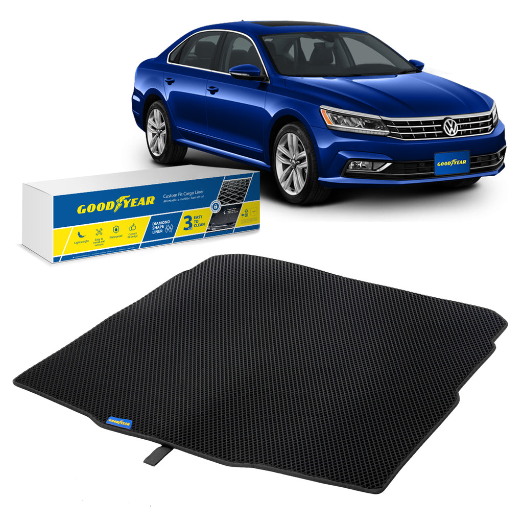 Goodyear Custom Fit Cargo Mat Liner for Volkswagen Passat 2020-2022 - Heavy Duty Trunk Liner Diamond ShapeLuggage with WaterproofLiquid & Dirt Trapping Technology - Anti-Slip Cargo Liner - GY004609