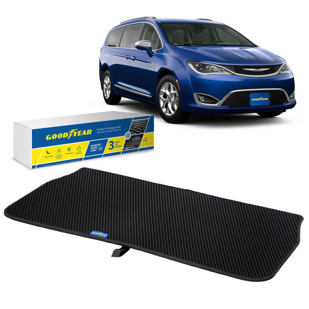 Goodyear Custom Fit Cargo Mat Liner for Chrysler Pacifica 2017-2021 - Heavy Duty Trunk Liner Dimond ShapeLuggage with WaterproofLiquid & Dirt Trapping Technology - Anti-Slip Cargo Liner - GY004615