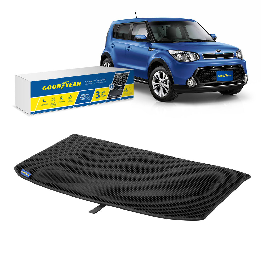 Goodyear Custom Fit Cargo Mat Liner for Kia Soul 2014-2019 - Heavy Duty Trunk Liner Dimond Shape Luggage with Waterproof Liquid & Dirt Trapping Technology - Anti-Slip Cargo Liner - GY004629