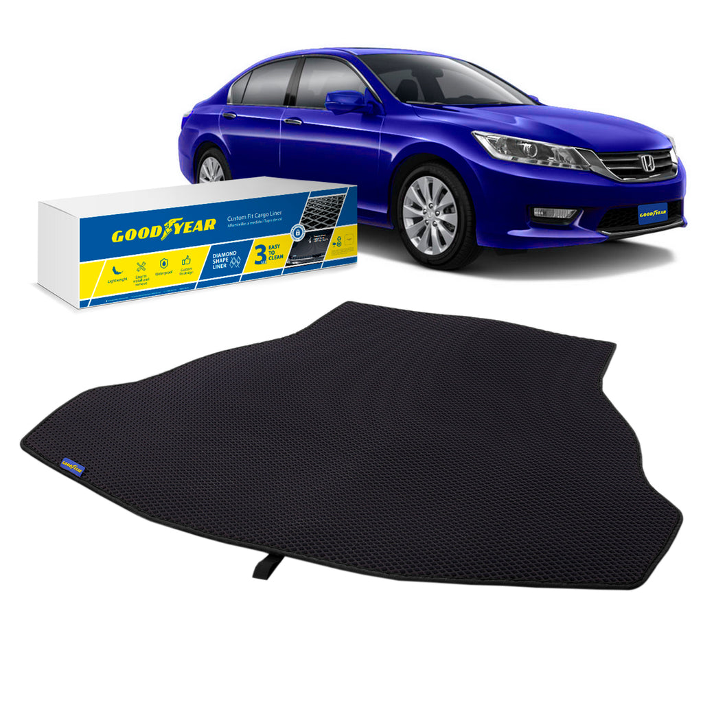 Goodyear Custom Fit Cargo Mat Liner for Honda Accord 2013-2017 Sedan - Heavy Duty Trunk Liner Diamond ShapeLuggage with WaterproofLiquid Trapping Technology - Anti-Slip Cargo Liner - GY004681