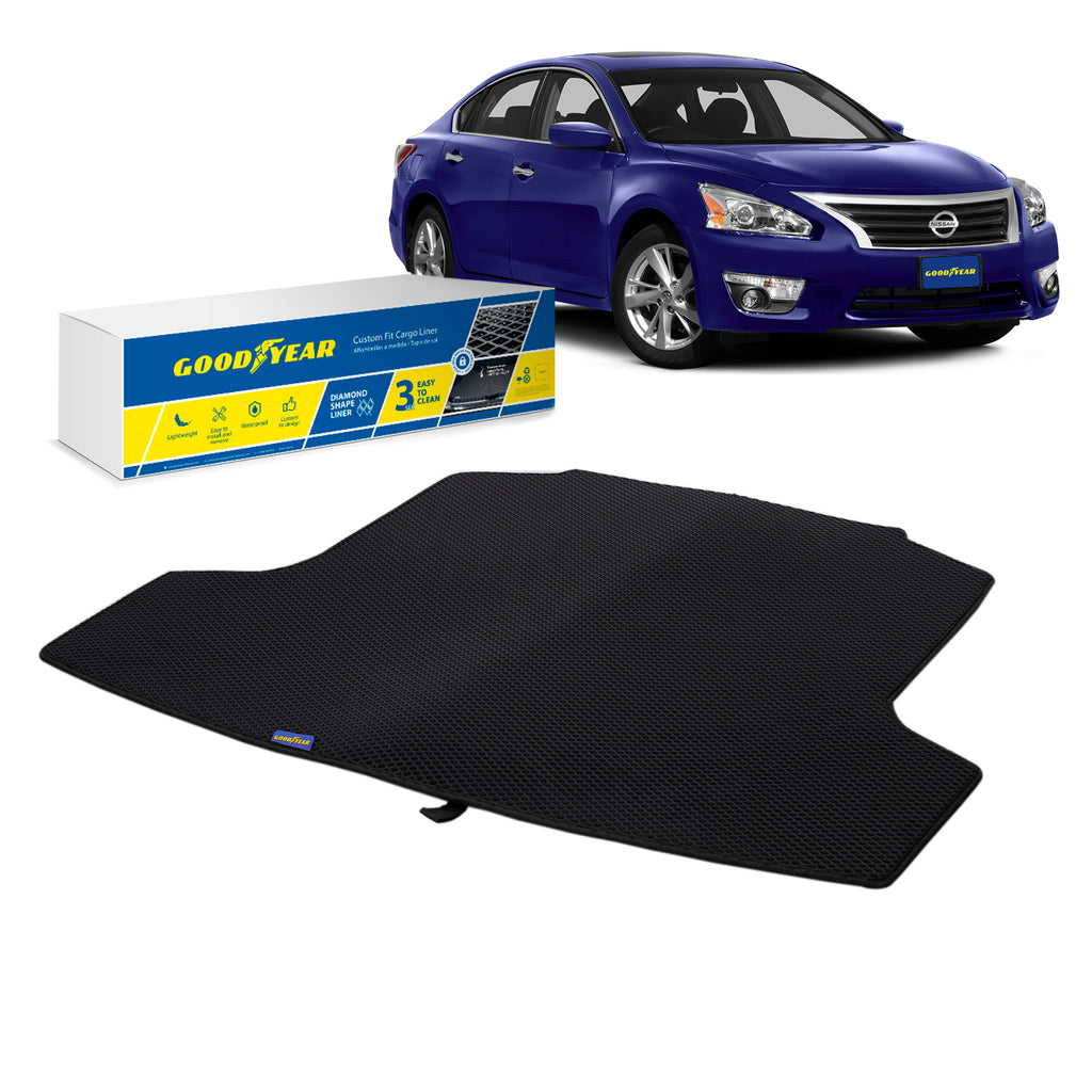 Goodyear Custom Fit Cargo Mat Liner for Nissan Altima 2013-2018 - Heavy Duty Trunk Liner Diamond ShapeLuggage with WaterproofLiquid Trapping Technology - Anti-Slip Cargo Liner - GY004699