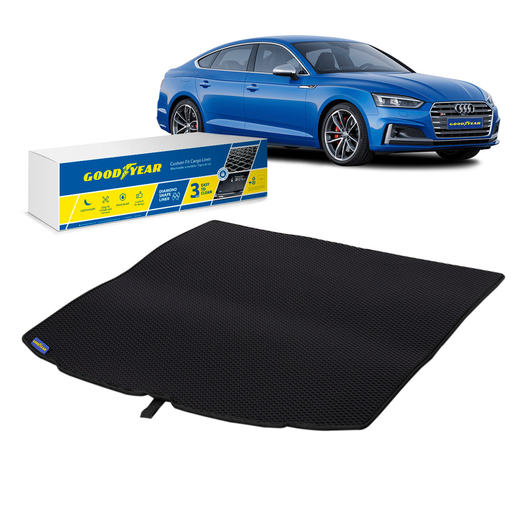 Goodyear Custom Fit Cargo Mat Liner for Audi A5 Sportback 2019-2021 - Heavy Duty Trunk LinerDiamond ShapeLuggage with Waterproof Liquid & Dirt Trapping Technology - Anti-Slip Cargo Liner - GY004705