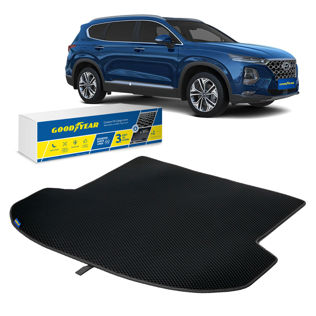 Goodyear Custom Fit Cargo Mat Liner for Hyundai Santa Fe 2019-2020 - Heavy Duty Trunk Liner Dimond ShapeLuggage with WaterproofLiquid & Dirt Trapping Technology - Anti-Slip Cargo Liner - GY004897