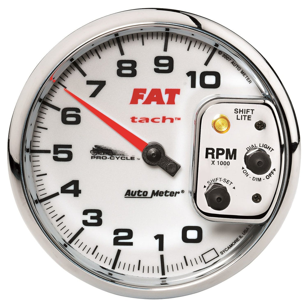 5 in. TACHOMETER 0-10000 RPM WHITE PRO-CYCLE