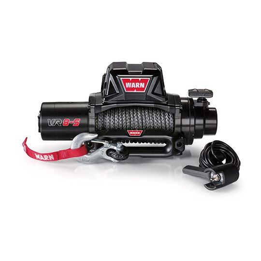 Vehicle Mounted Vehicle Recovery Winch 12 Volt 8000 LB Cap 90 Ft Synthetic Rope